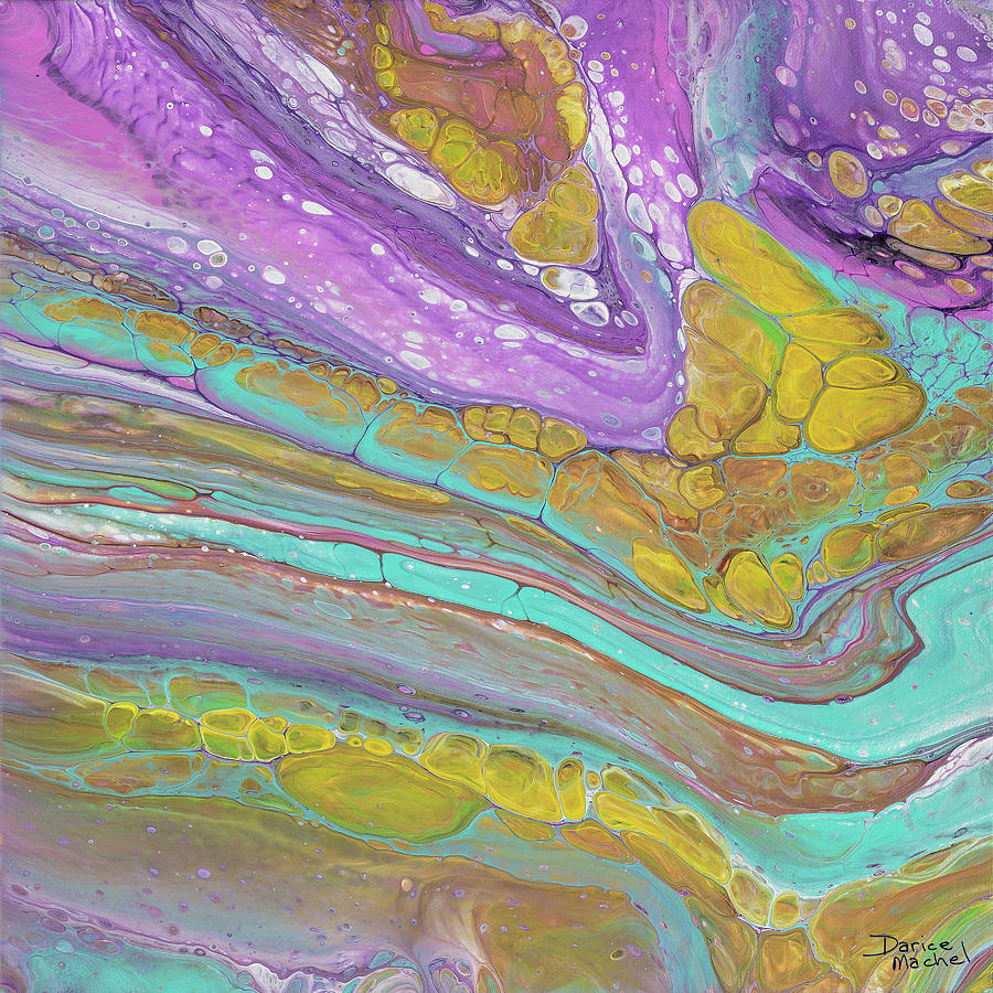 Magenta Turquoise And Gold Painting by Darice Machel McGuire