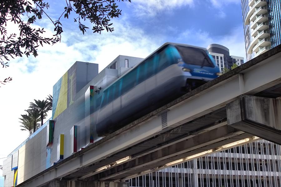 Miami Photograph - Magic City Fast Track - Miami Metromover by Chrystyne Novack