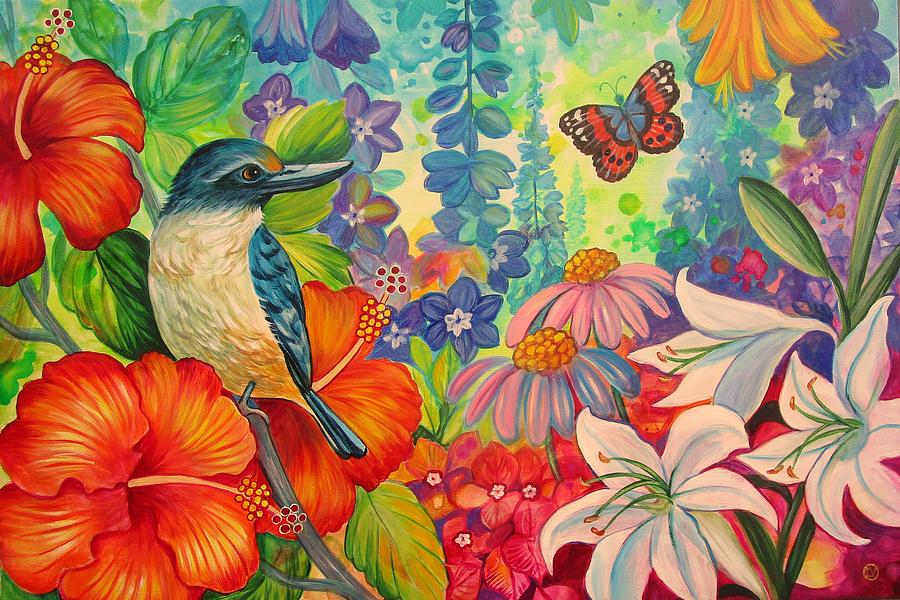 Kingfisher Painting - Magic Garden by Irina Velman