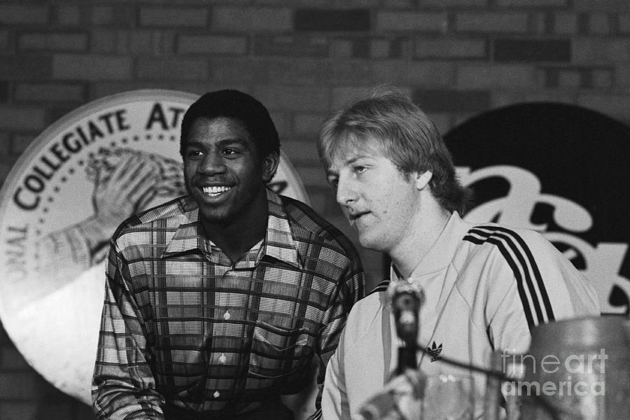 Magic Johnson And Larry Bird At Press Photograph by Bettmann Magic Johnson And Larry Bird At Press Photograph by Bettmann