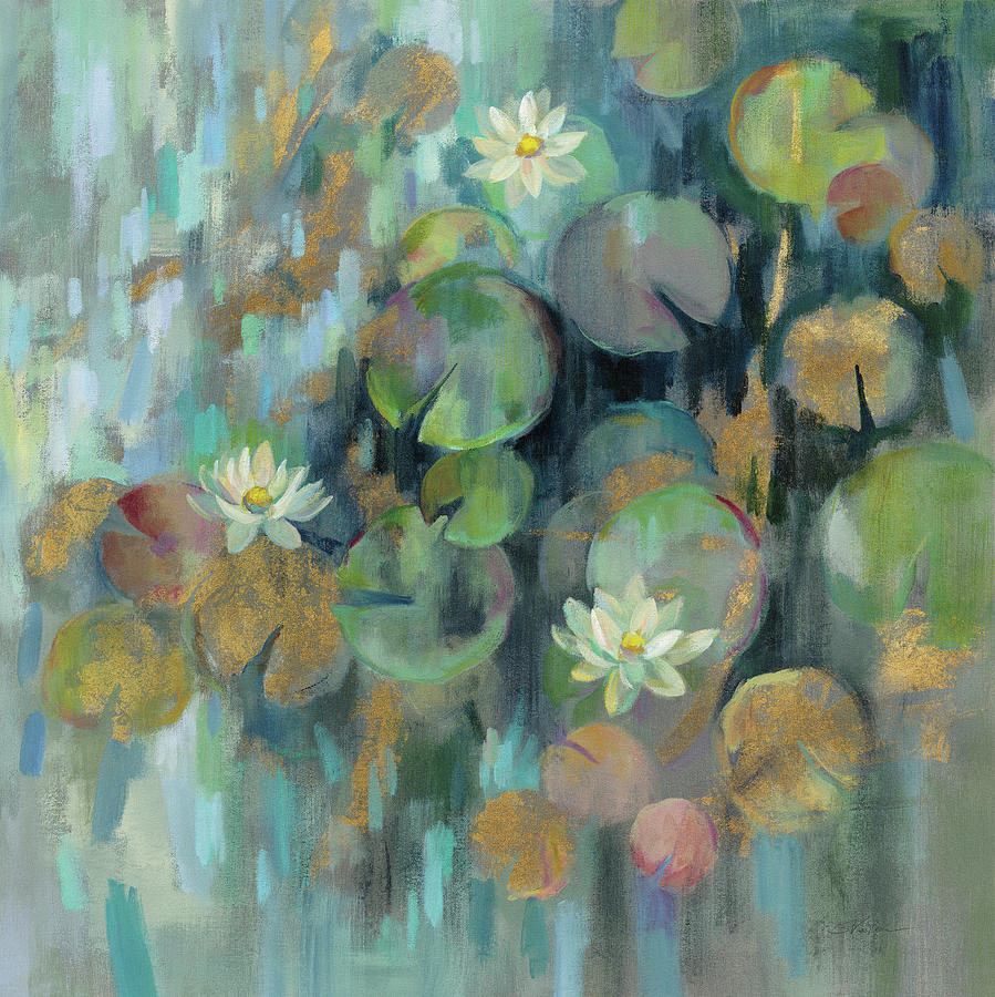 Abstract Painting - Magic Lily Pond by Silvia Vassileva