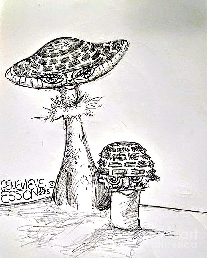 Magic Mushroom Drawing by Genevieve Esson