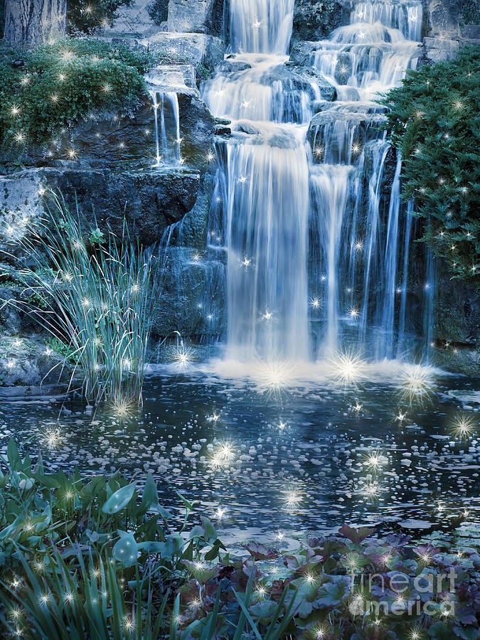 Magic Photograph - Magic Night Waterfall Scene by Alex Hubenov