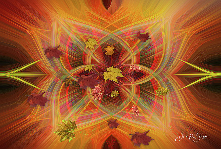 Fall Digital Art - Magical Autumn Leaves Abstract by Diane Schuster