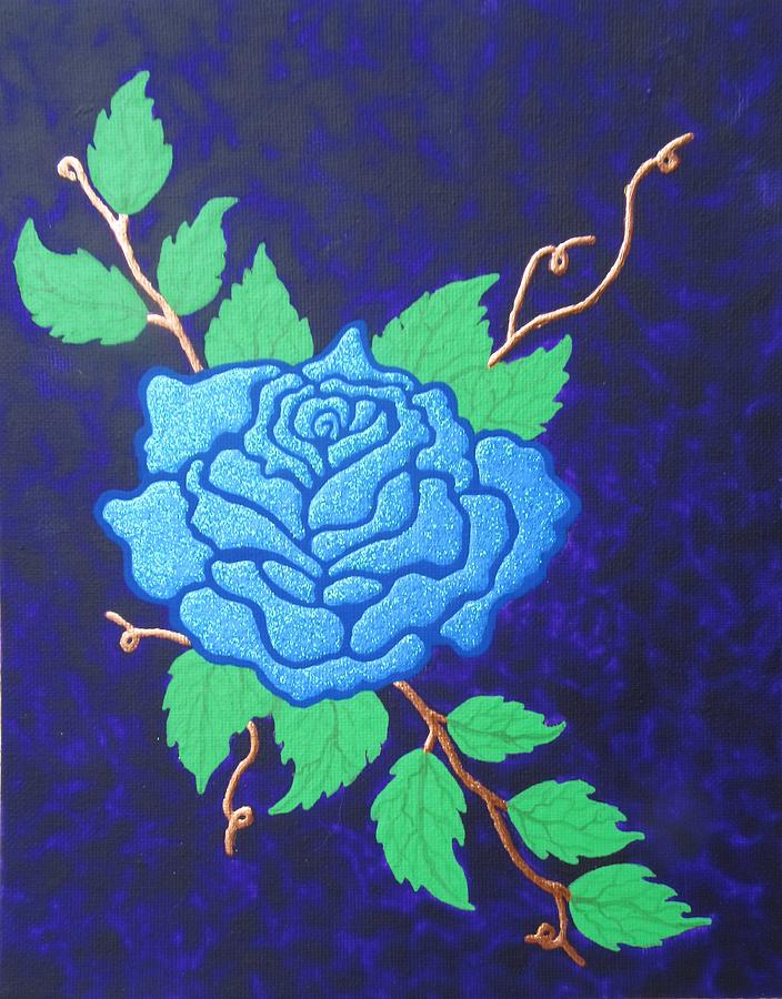 Magical Blue Rose  Painting by Tammy Oliver