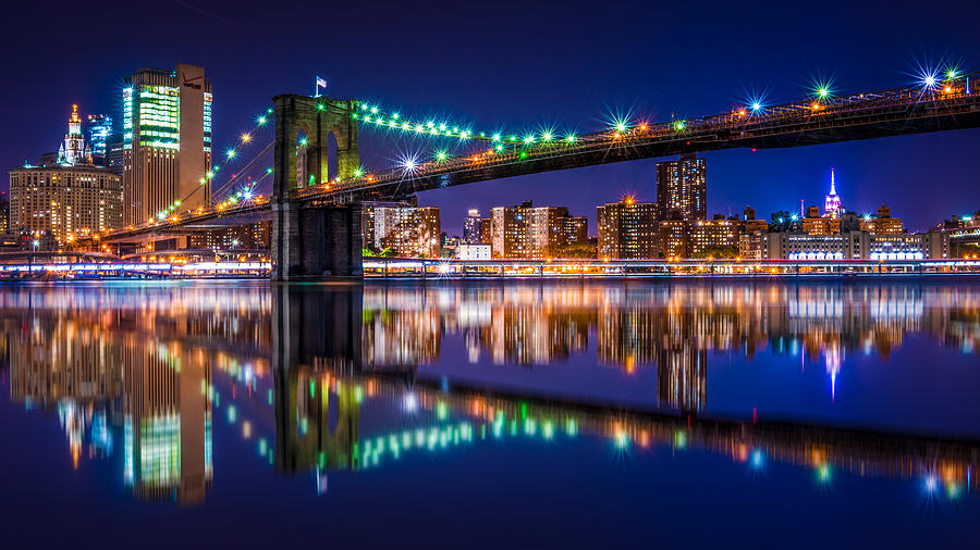 Brooklyn Bridge Photograph - Magical Night In New York City by Emil Abu Milad