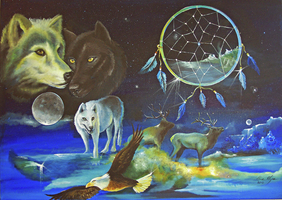 Wolves Painting - Magical Spirits by Sue Clyne