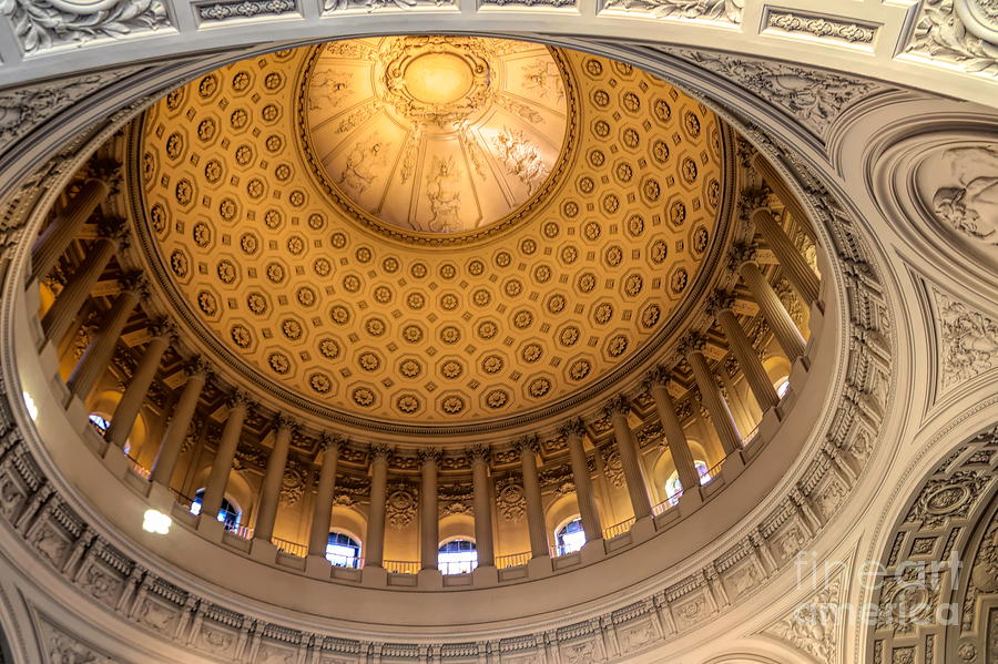 Magnificent Detail Dome San Francisco City Hall Color  Photograph by Chuck Kuhn