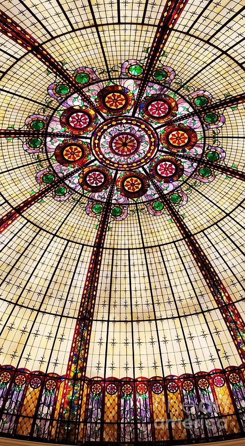 Magnificent Stained Glass Dome, Paris Casino, Las Vegas, Photograph By 