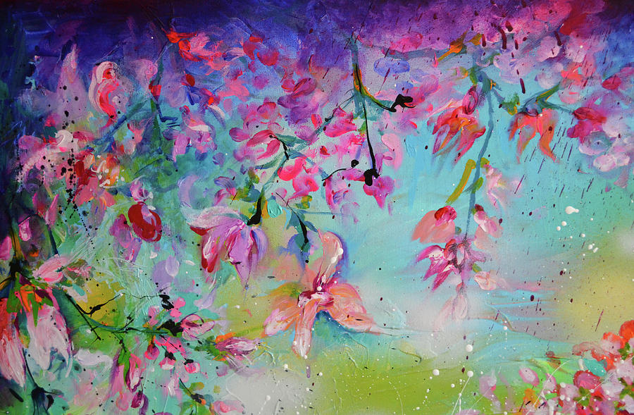 Magnolia Spring Bloom Painting by Soos Roxana Gabriela