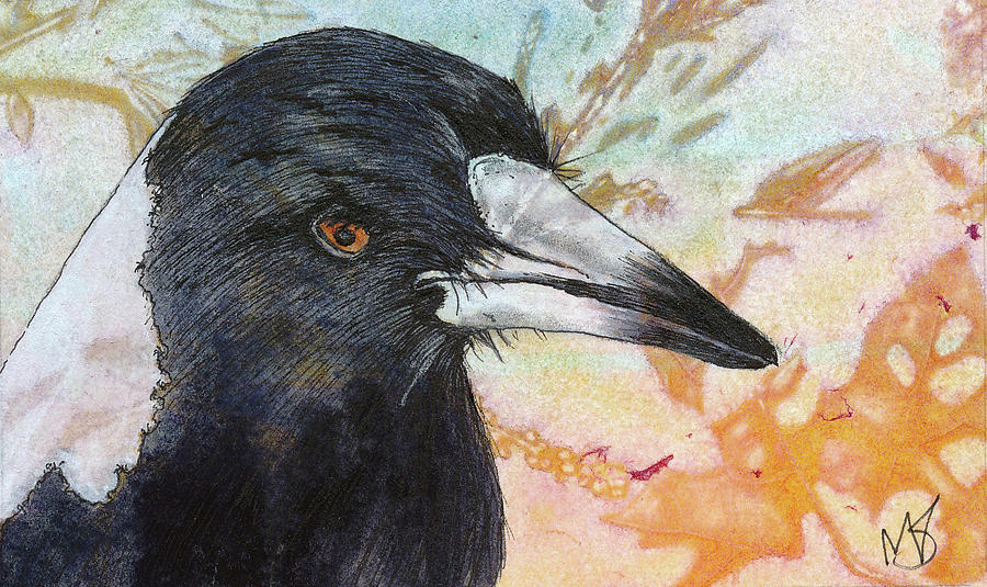 Crow Painting - Magpie by Marie Stone-van Vuuren