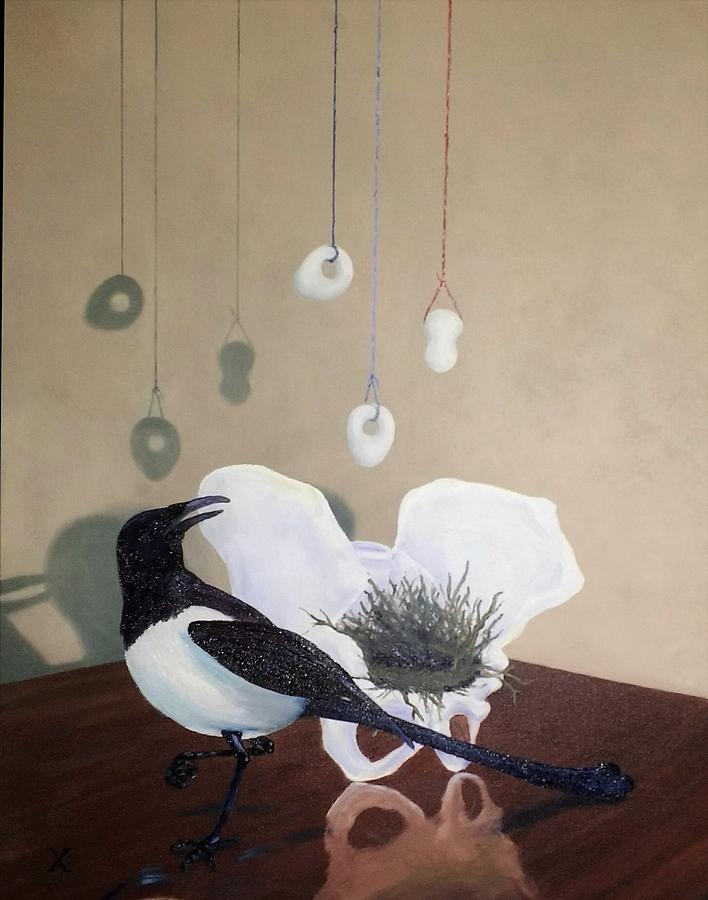 Magpie Painting by Violet Jaffe
