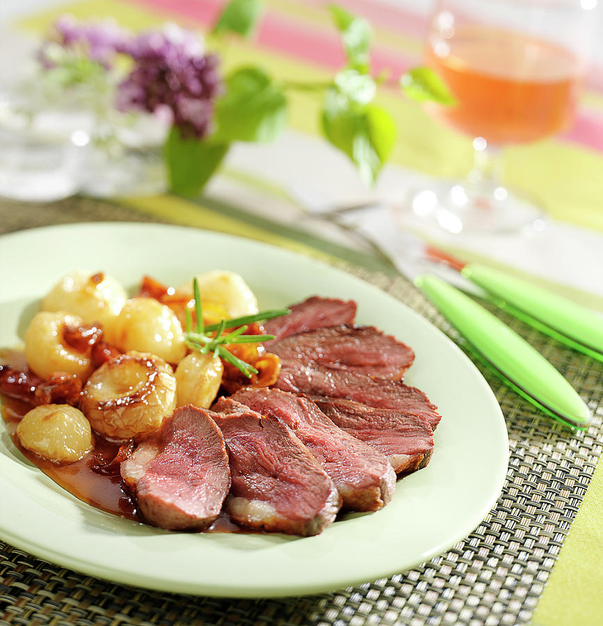 Magret De Canard With Caramelized Turnips Photograph by Bertram