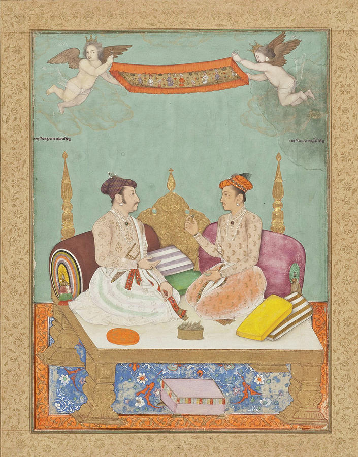 Miniature Painting - Maharaja Jai Singh of Amber and Maharaja Gaj Singh of Marwar by Unknown