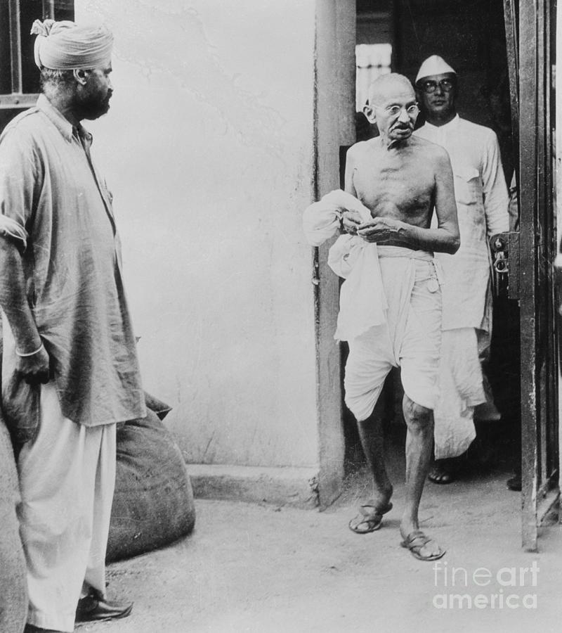 Mahatma Gandhi Touring A Prison by Bettmann