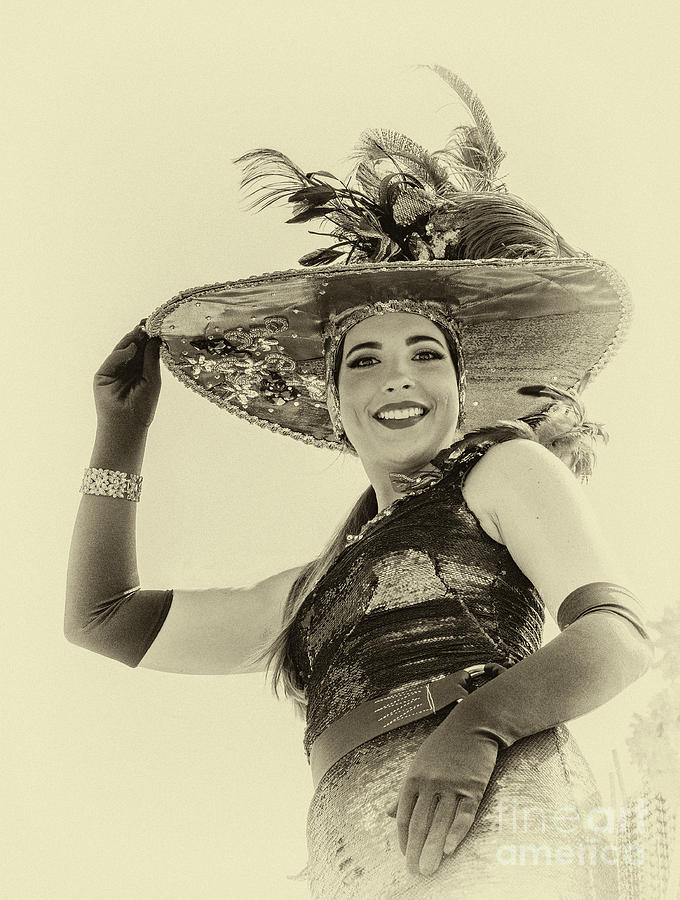 Maid of Mardi Gras NOLA-Sepia Photograph by Kathleen K Parker