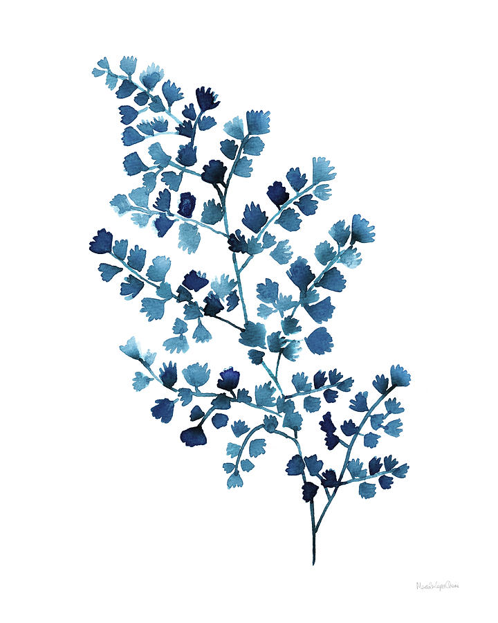 Blue Painting - Maidenhair Fern by Mercedes Lopez Charro