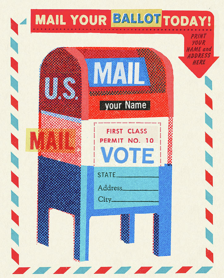 Vintage Drawing - Mail Ballot Box by CSA Images