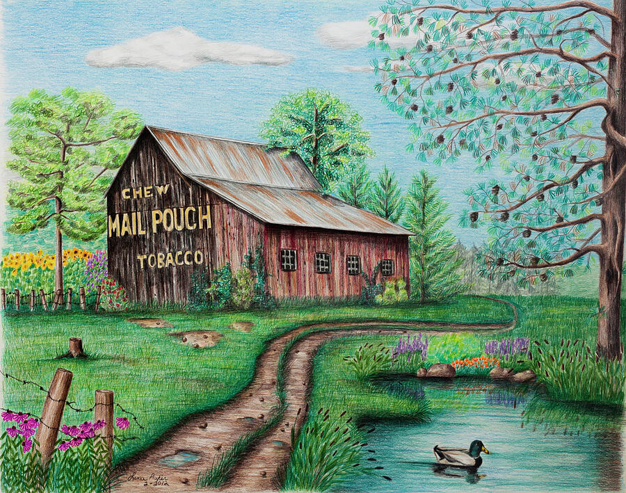 Mail Pouch Tobacco Barn Drawing By Lena Auxier