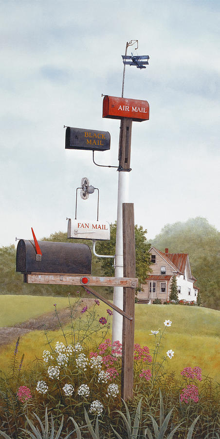 Mailboxes Painting by David Knowlton