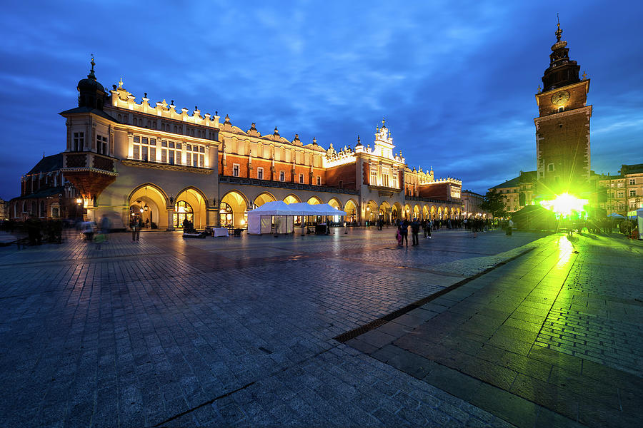 Main Square in Krakow Old Town by Night Photograph by Artur Bogacki