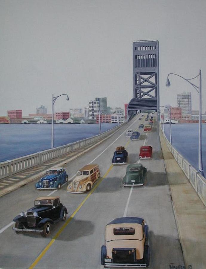 Main Street Blue Bridge - Jacksonville, Florida Painting by Teresa Trotter