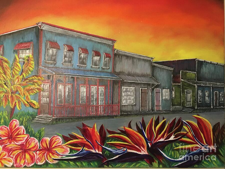 Old Town Pahoa, Hawaii Main Street Painting by Michael Silbaugh