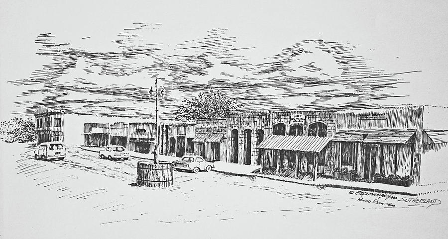 Main Street, Round Rock, Texas Drawing by E M Sutherland