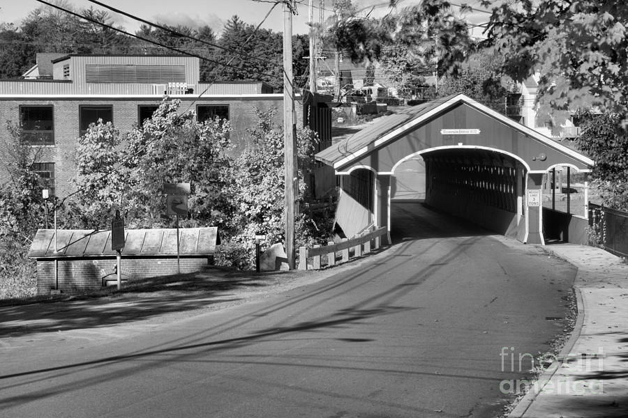 Main Street Thompson Covered Bridge Black And White Photograph by Adam Jewell