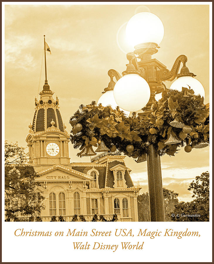 Main Street USA, Christmas Decorations, Magic Kingdom, Walt Disn Photograph by A Macarthur Gurmankin