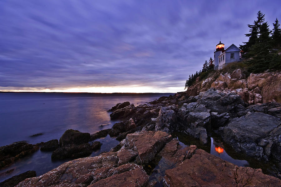 Maine, Acadia Natl Park, Lighthouse Digital Art by Franco Cogoli - Pixels