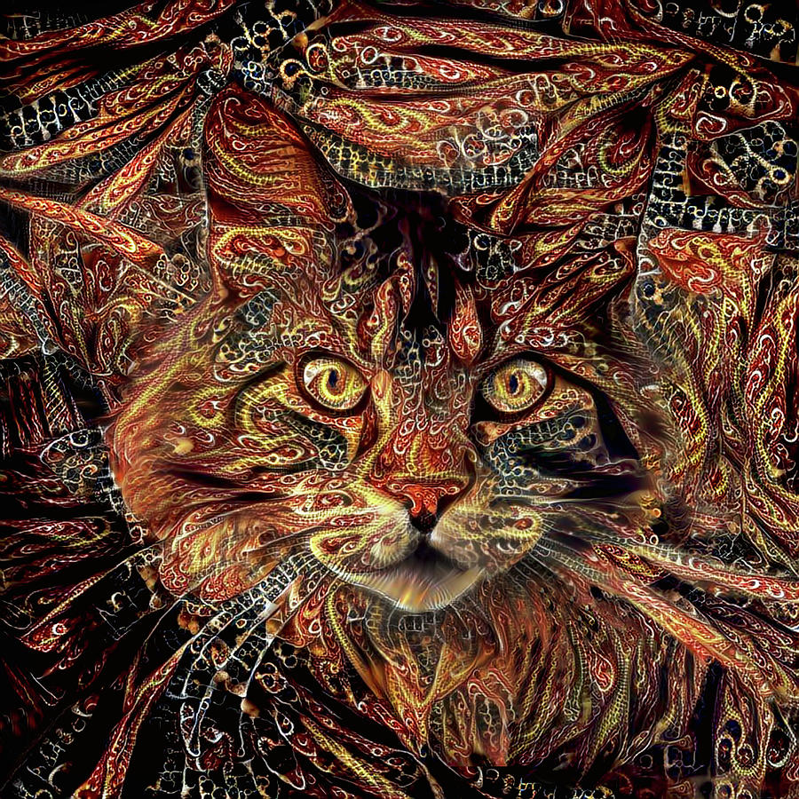 Cat Digital Art - Maine Coon Cat by Peggy Collins