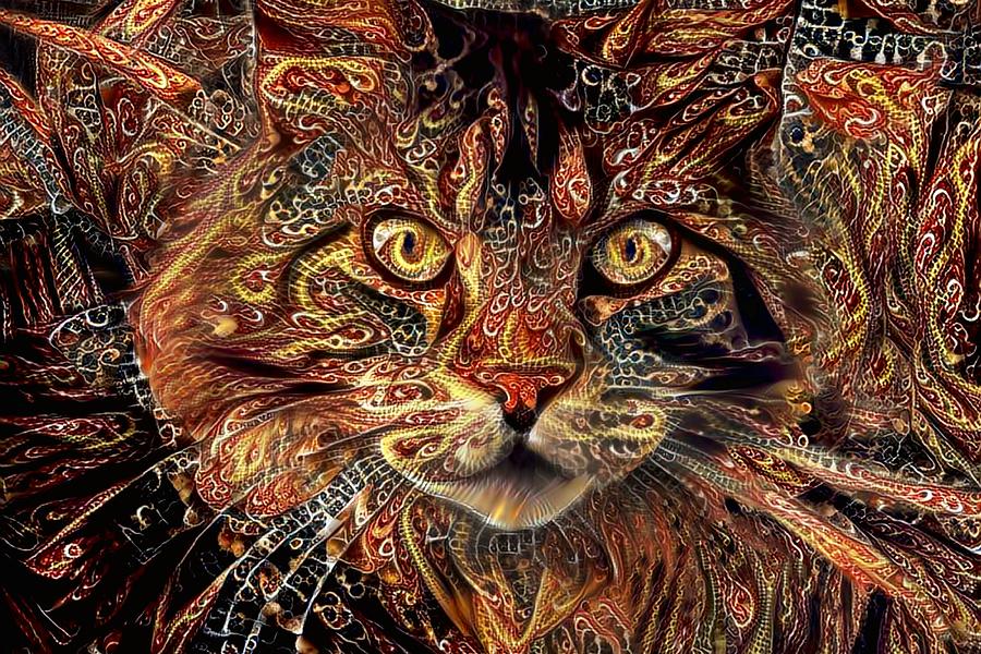Maine Coon Cat Rectangular Digital Art by Peggy Collins