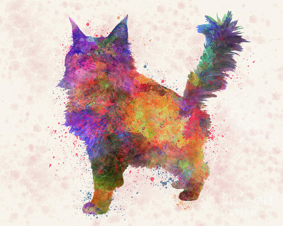 Maine coon in watercolor by Pablo Romero Maine coon in watercolor by Pablo Romero