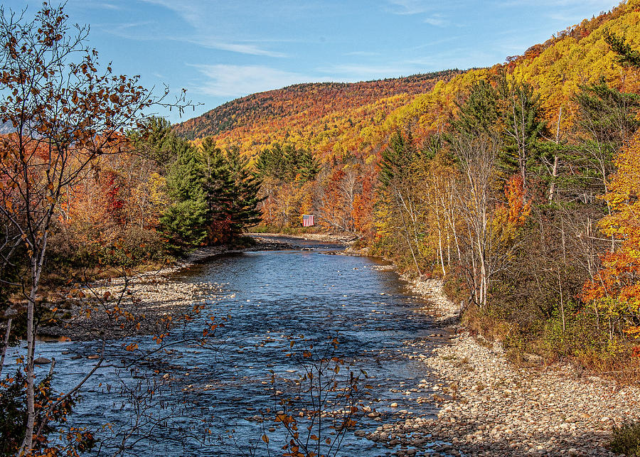 Maine Fall Colors on the Carrabassett River Photograph by Daniel Hebard