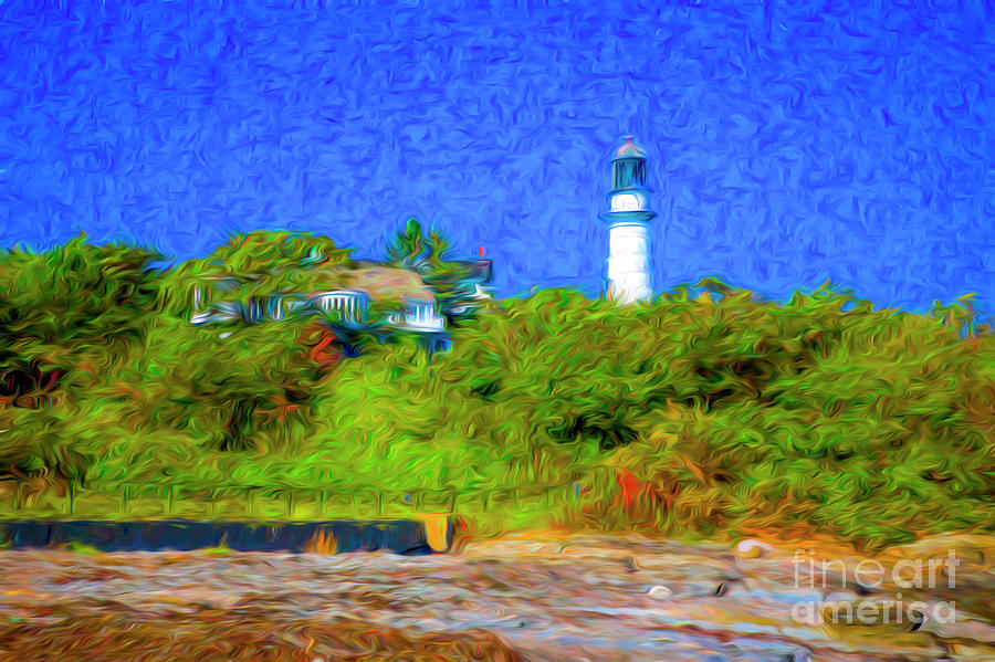 Maine Lighthouse Painting by Rick Bragan