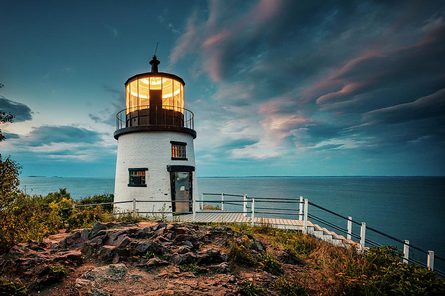 Maine, Rockland Harbor, Owls Head Lighthouse Digital Art by Claudia ...