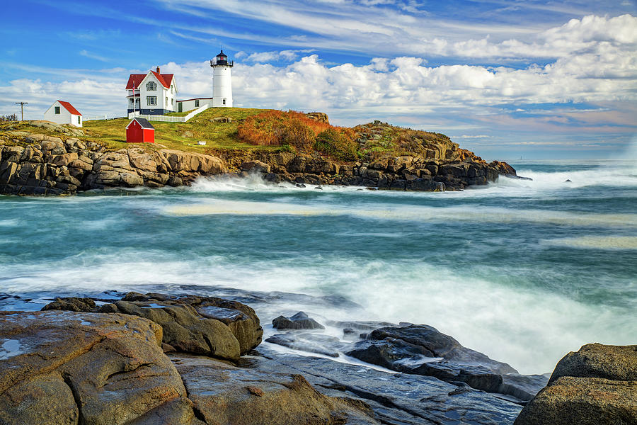 America Photograph - Maine Seascape of Cape Neddick and the Nubble Lighthouse by Gregory Ballos