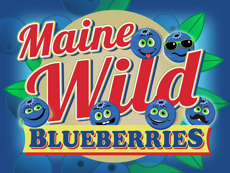 Vintage Digital Art - Maine Wild Blueberries by Retroplanet