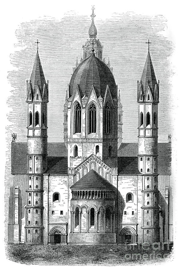 Mainz Cathedral, Rhine, Germany, 12th Drawing by Print Collector