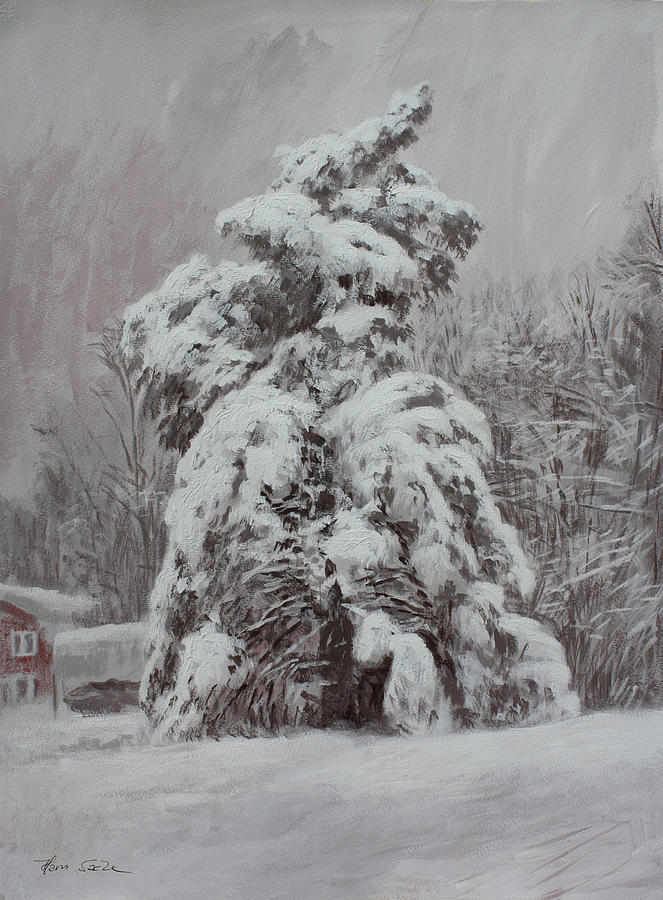 Majestic Pine in Winter Painting by Hans Egil Saele
