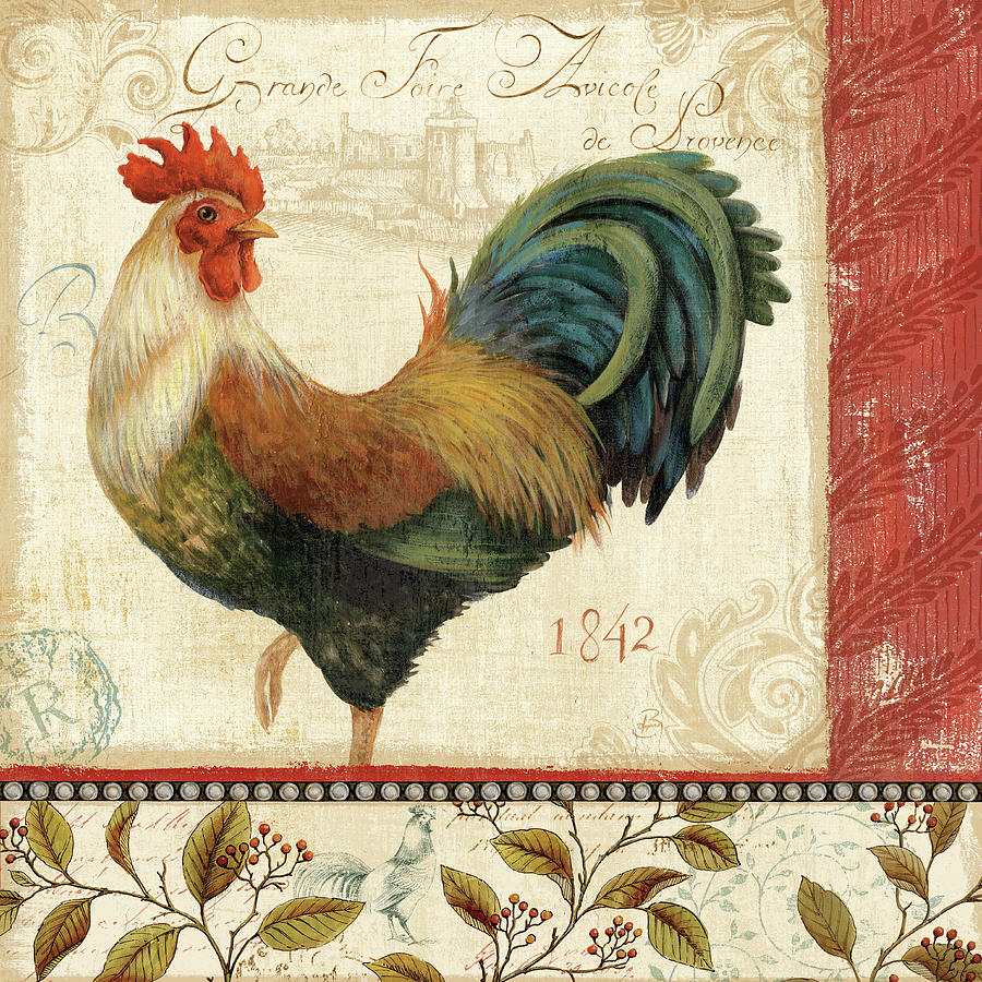 Roosters Mixed Media - Majestic Rooster II by Daphn? 