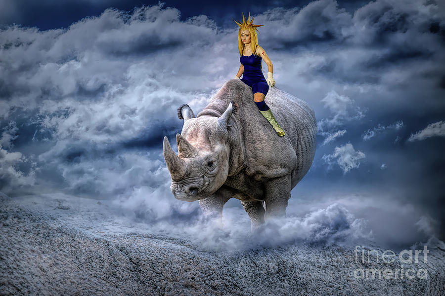 Majin on a Rhino Photograph by Ed Taylor