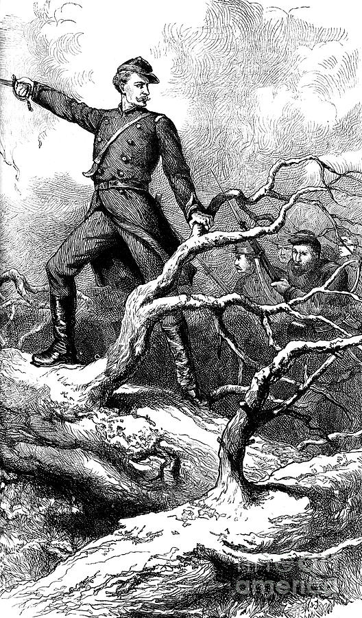 Black And White Drawing - Major Theodore Winthrop At Big Bethel by Print Collector