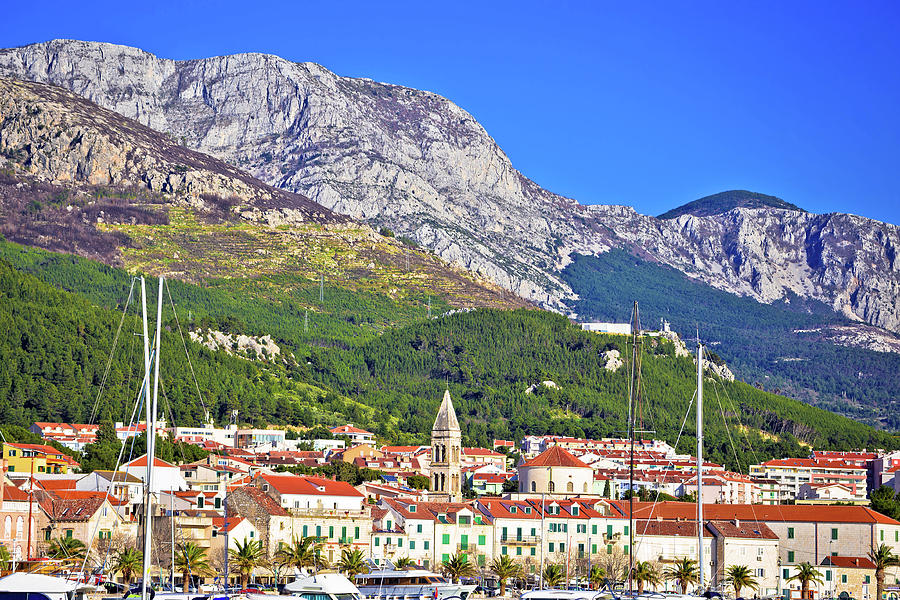 Makarska waterfront and Biokovo mountain view Photograph by Brch Photography