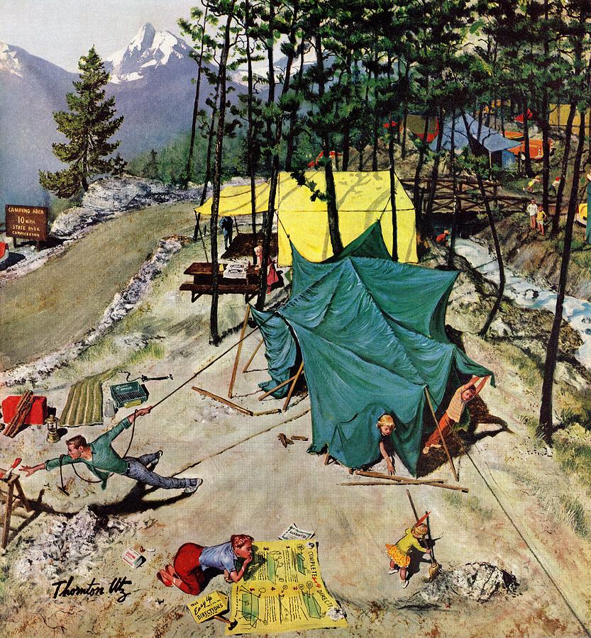 Making Camp Drawing by Thornton Utz