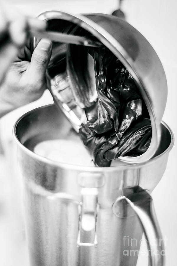 Making Gelato Ice Cream With Modern Equipment In Kitchen Interio Photograph