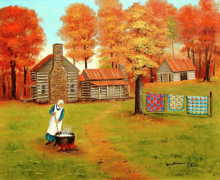 Barn Painting - Making Lye Soap 2 by Arie Reinhardt Taylor