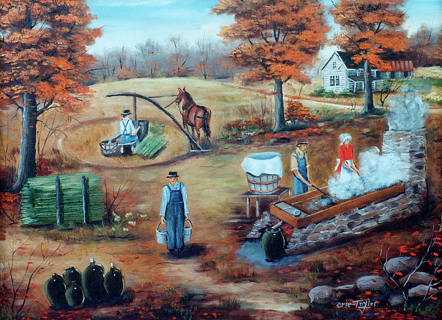 Fall Painting - Making Molasses 1 by Arie Reinhardt Taylor