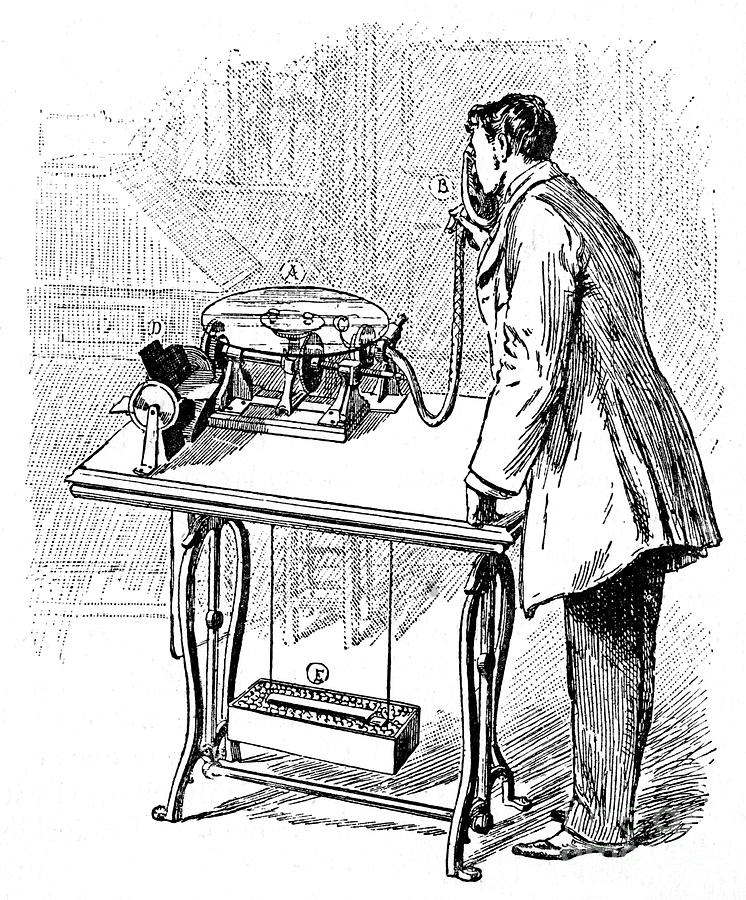 Making Recordings On Emile Berliners Drawing by Print Collector